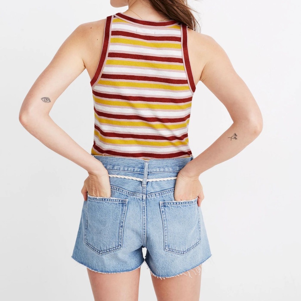Madewell Striped Tank Top - Yellow, White, Red - Preloved